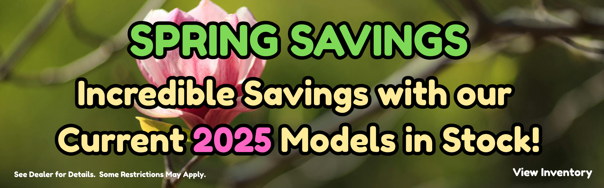 Spring savings 2025 models sell down banner 2026